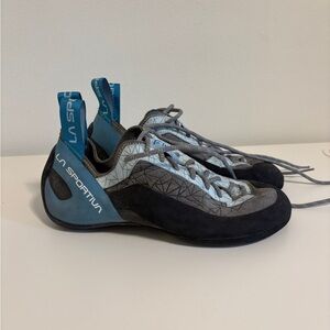 La Sportiva Climbing Shoes in Light Blue and Dark Gray